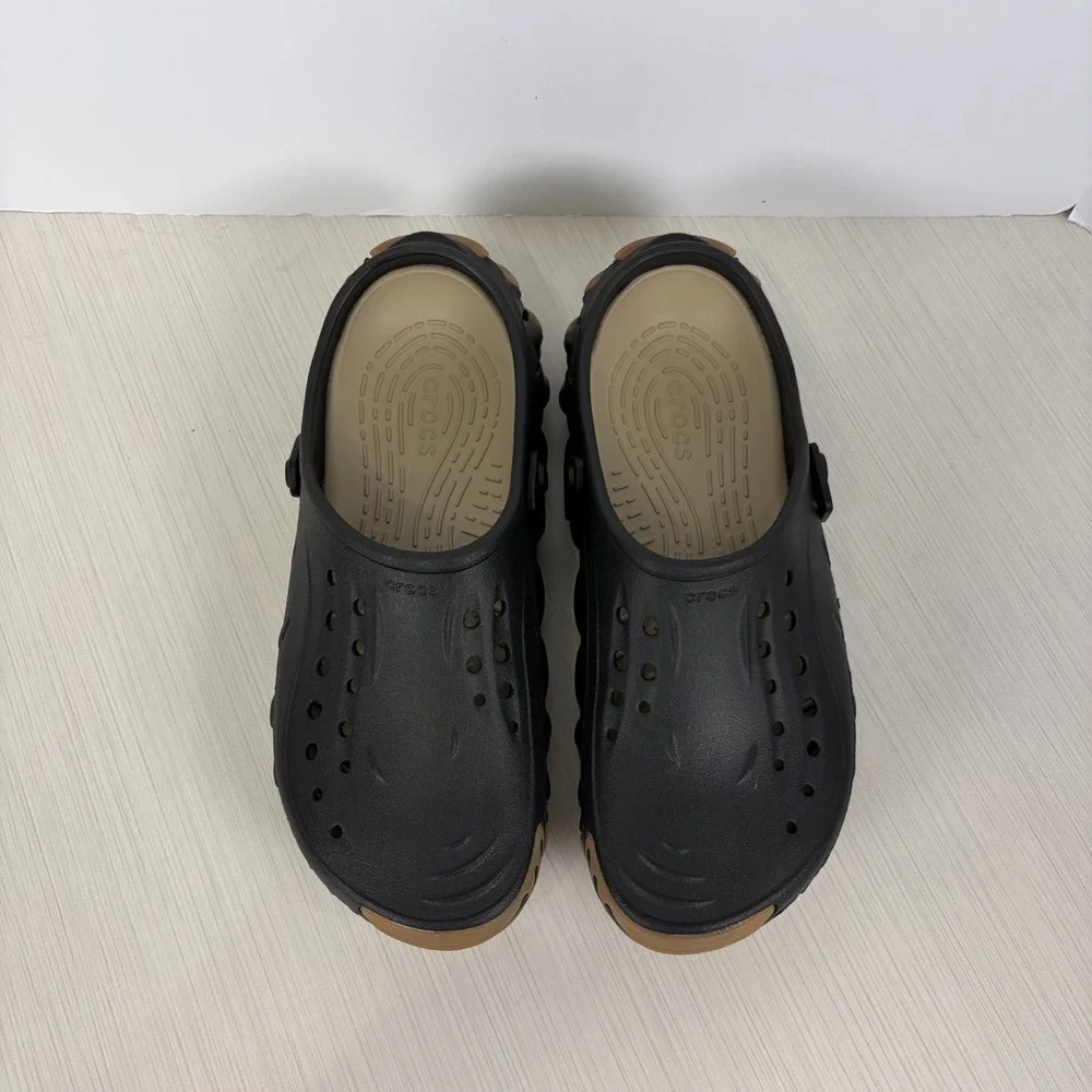 CROCS Echo Clog Black Gum Adjustable Strap 211675-001 Size Mens Size 12 NEW